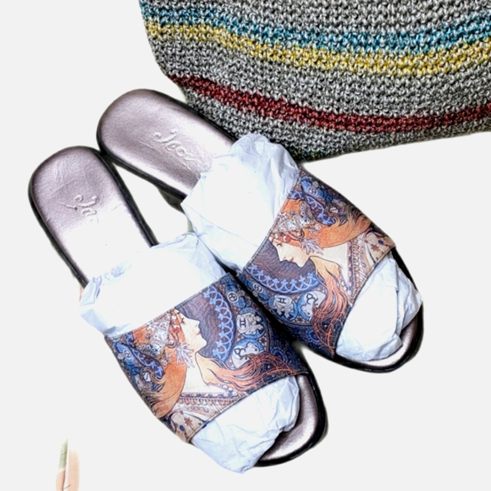 Icon Art to Wear Ginger Hair Girl Sandals Mules Cottagecore Regency Fairy 9